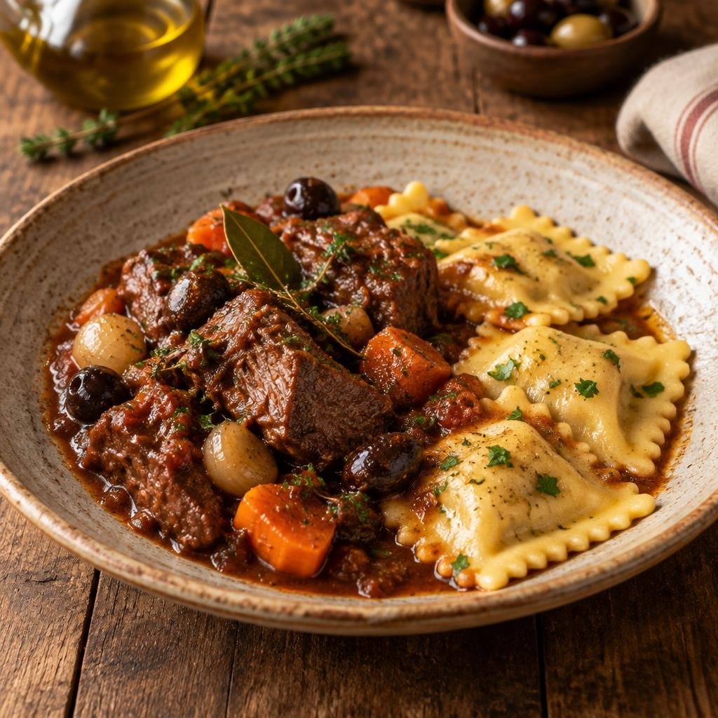 Daube niçoise, raviolis maison